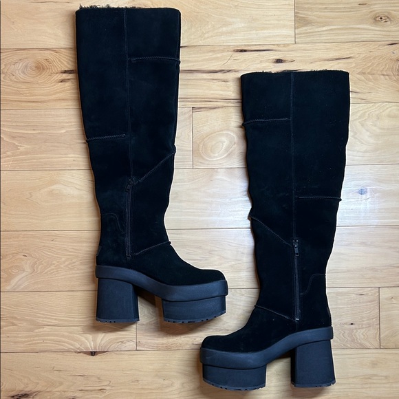 UGG Shoes - NWOT UGG Black Suede New Heights Platform Xtra Over the Knee Boots | Size 8.5